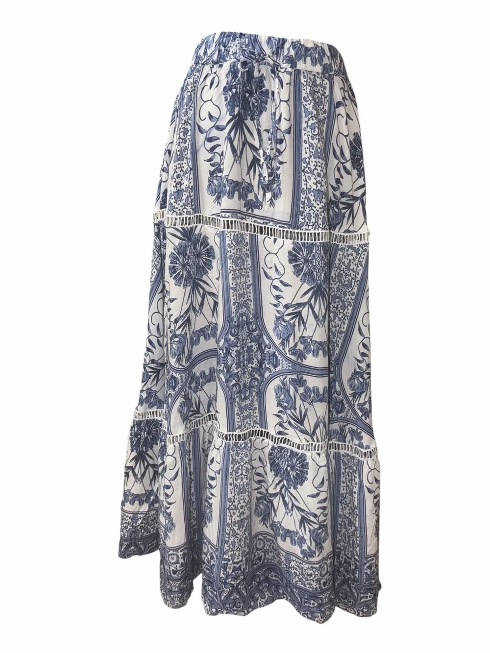 JAASE Floral Print Pull on Blue and White Maxi Skirt(Size Small) - Picture 2 of 6